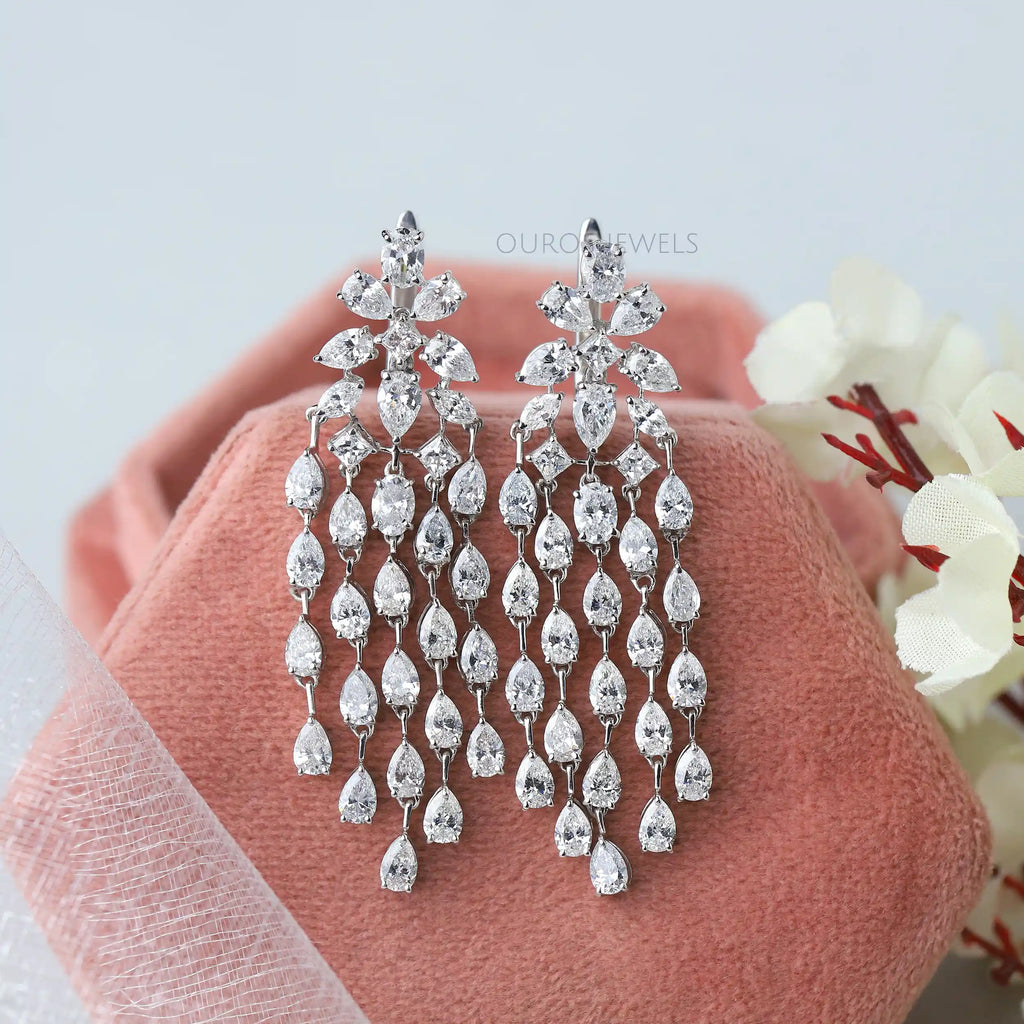 Be cocktail-ready like Mrunal Thakur in chandelier earrings from Jet Gems |  Fancy shape diamond, Chandelier earrings, Stud earrings